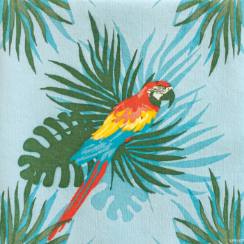 Paviot, Serviette, Papagei bedruckt mehrfarbig detail