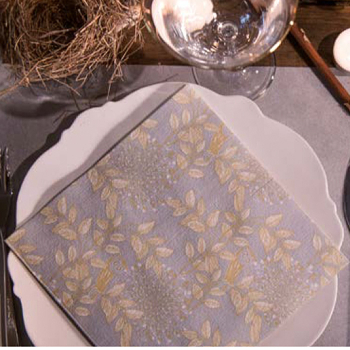 Paviot Servietten Hibou-Eule, slber mit gold Motiv Druck gold, style