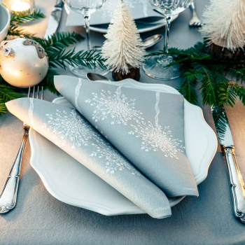 Paviot Servietten Boule de gui, Mistelkugel, Druck silber, design