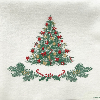 Preview: Paviot Sapin, weiß mit Tannenbaum bedruckt, rot.gruen, braun,