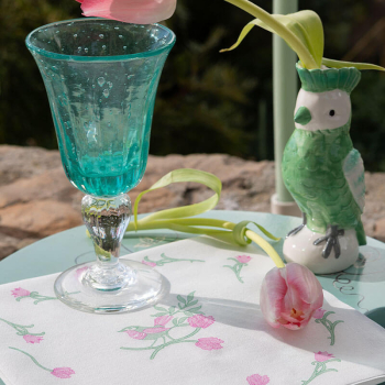 Paviot, Napkin,Pinson, printed the colours, rose, green, style glas
