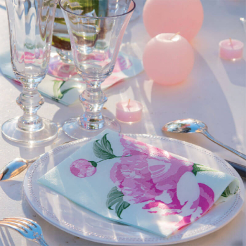 Paviot, Serviette, Pivoine Pfingstrose pink, style