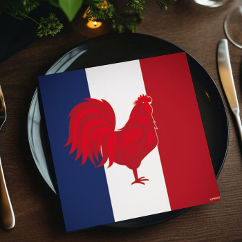 Paviot, Napkin, print Coq white-red-blue style