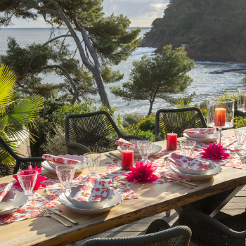 Paviot, Serviette, bedruckt mit Paviot, Napkin, print  Maxi Fleur rouge, style