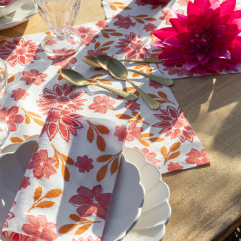 Preview: Paviot, Serviette, bedruckt mit Paviot, Napkin, print  Maxi Fleur rouge, style