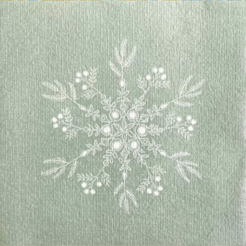 Preview: Paviot Servietten Fleur de Neige, Schneeblume, grün