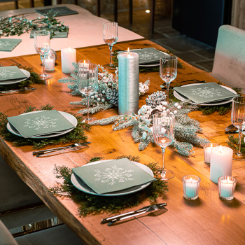 Preview: Paviot Servietten Fleur de Neige, Schneeblume, grün, style