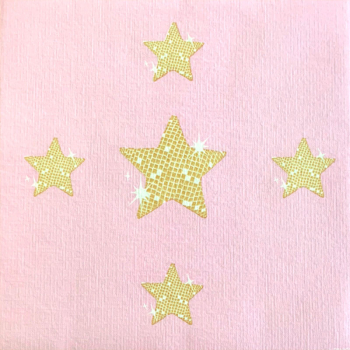 Preview: Paviot Servietten STARLIGHT, gold pink with Stars