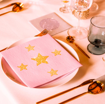 Paviot Servietten STARLIGHT, gold pink with Stars style
