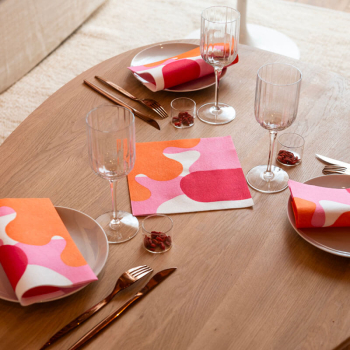 Preview: Paviot Servietten Form, Druck pink, orange, rot, style