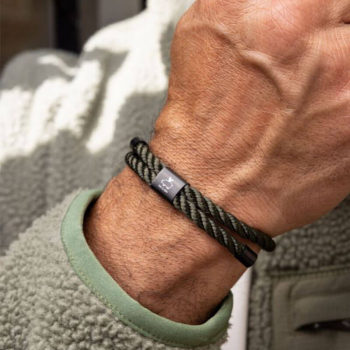 Pig&Hen, Armband Little Lewis, Segeltau army | black Verschluß schwarz, style solo