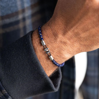 Preview: Pig&Hen, Armband Brontide Black Agath, Edelsteine, Edelstahlverschluß Verschluß schwarz, style