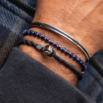 Preview: Pig&Hen, Armband Brontide Black Agath, Edelsteine, Edelstahlverschluß Verschluß schwarz, style 2