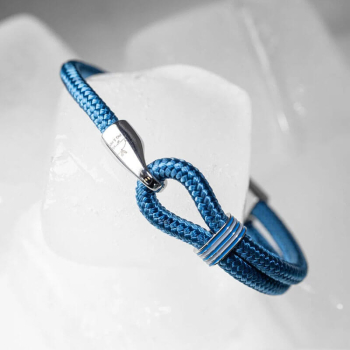 Preview: Pig&Hen, Armband Captain Carl • Segeltau ocean blue | silver, Segeltau, Verschluß Schäkel silber, detail