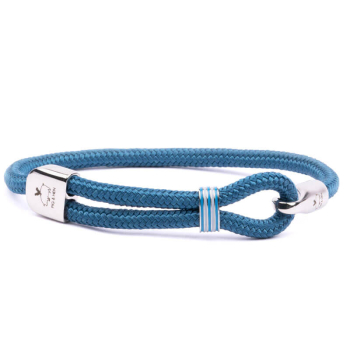 Pig&Hen, Armband Captain Carl • Segeltau ocean blue | silver, Segeltau, Verschluß Schäkel silber