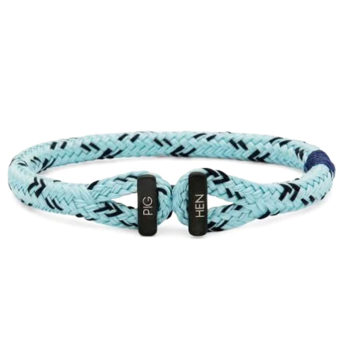 Pig & Hen Armband Icy Ike mit Schackelverschluss,  sky-blue navy | black geflochtenes Nylon