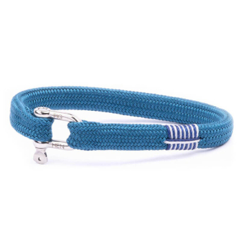 Pig&Hen, Vicious Vick Armband mit Schackelverschluss, geflochtenes Nylon, ocean blue silver
