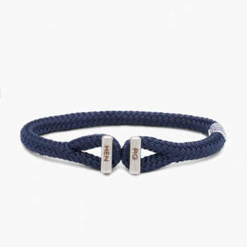 Pig & Hen Armband Icy Ike mit Schackelverschluss,  navy geflochtenes Nylon