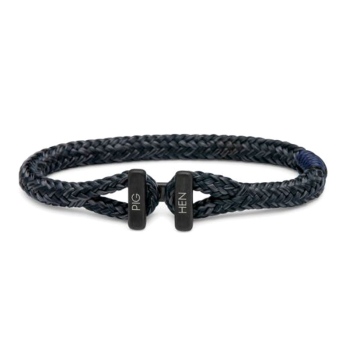 Pig & Hen Armband Icy Ike mit Schackelverschluss,  navy-slate gray | blackgeflochtenes Nylon