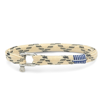 Pig&Hen, Vicious Vick Armband mit Schackelverschluss, geflochtenes Nylon, ivory-navy