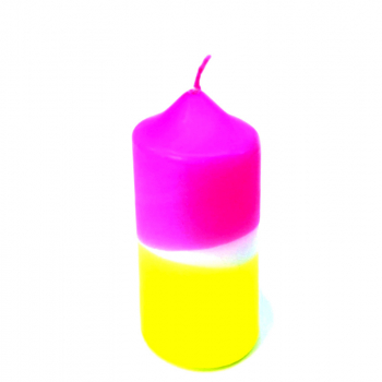 ink Stories Candle Dip Dye Neon Pink Unicorn, pink-weiss-gelb