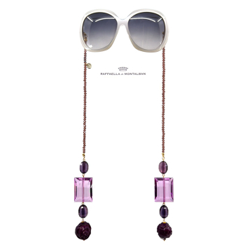 Raffaella di Montalban Sonnenbrille Cordino, grauer Rahmen, Gläser getönt, Schmuckbügel violett