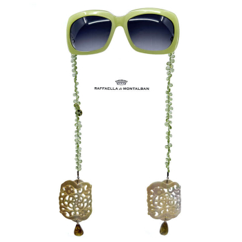 Raffaella di Montalban Sonnenbrille Prisma grün, grüner Rahmen, Gläser getönt, Schmuckbügel grün