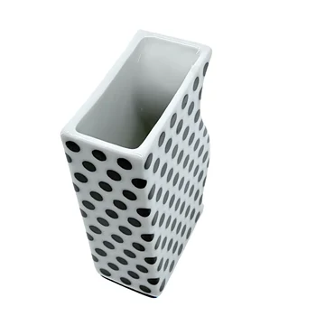 Preview: Reichenbach ASTI Designvase von oben mit rechteckiger Öffnung und schwarzem Punktedekor