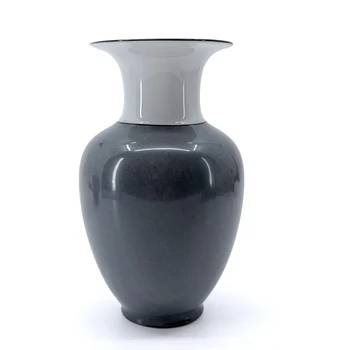 Reichenbach Porzellanvase EVA M COLOUR I Grau mit weißem ausgestelltem Hals, Design Gerd Sommerlade