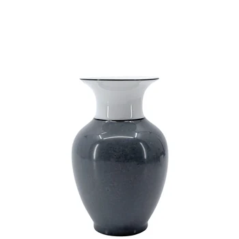 Reichenbach Porzellan Vase EVA S COLOUR I Grau mit weißem ausgestelltem Hals, Design Gerd Sommerlade