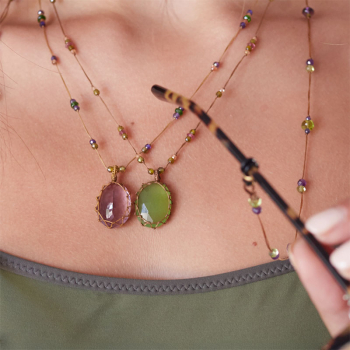 Preview: Sharing Kurze Halskette green Strawberry Quarz, style