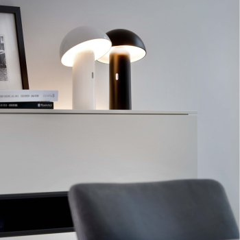 Sompex Svamp,LED akku table lamp black matt, style with white