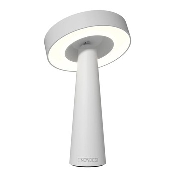 NEWDES by Sompex TIP Akku-Tischleuchte Weiß mit ringförmigem LED-Leuchtenkopf