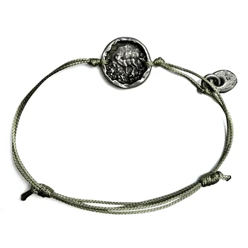 S Punkt Spangemacher grünes Kordelarmband mit rundem Hirschemblem