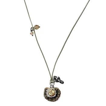 Preview: S Punkt Spangemacher grüne Kordelkette mit Rehrose, Swarovski Stein und Hirschkopf