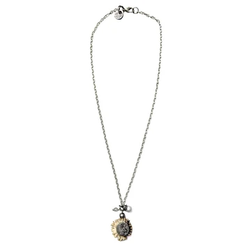 Preview: Versilberte S Punkt Spangemacher Gliederkette mit Mini-Rehrose, Länge 52 cm