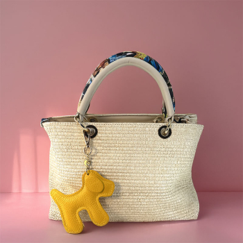 Preview: Trixi Gronau Bag Charm Taschenanhaenger Doggy xl Leder gelb style