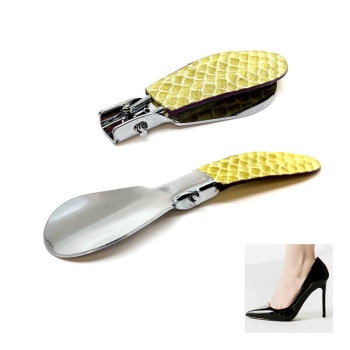 Trixi Gronau travel shoehorn, Cedric, stainless steel, leather Dakar limone, style