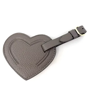 Trixi Gronau Coeur, leather luggage tag, grey, front