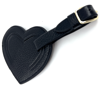 Preview: Trixi Gronau Coeur, leather luggage tag, black, side
