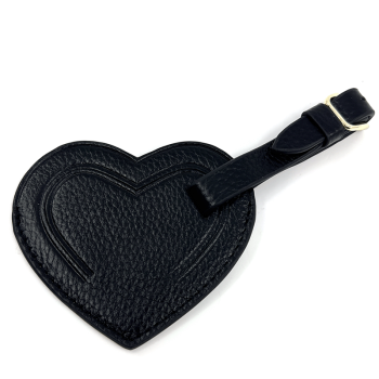 Trixi Gronau, Kofferanhänger Coeur, Leder schwarz, frontansicht