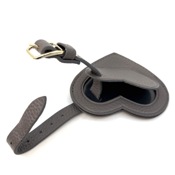 Trixi Gronau Coeur, leather luggage tag, grey, open