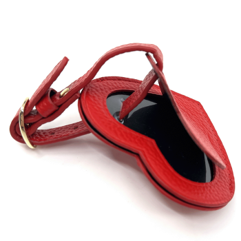 Preview: Trixi Gronau Coeur, leather luggage tag, red open