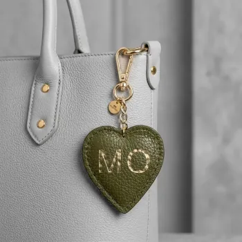 Trixi Gronau leather key fob Coeur khaki style bag