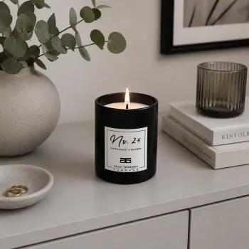 Preview: Trixi Gronau, Duftkerze No. 24, schwarzes Glas, Citrus, frisch, style