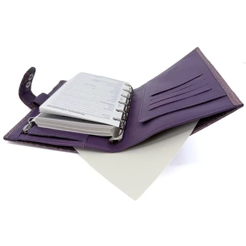 Innenseite des Trixi Gronau KIM Pocket Organizers mit vier Kartenfächern aus feinem Ziegennappaleder in Violett