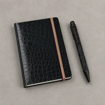 Preview: black Notebook, Skivertex bound, Diary with rubber band, Trixi Gronau, style