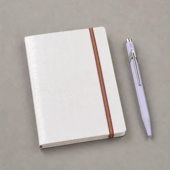 Preview: white Notebook, Skivertex bound, Diary with rubber band, Trixi Gronau, style