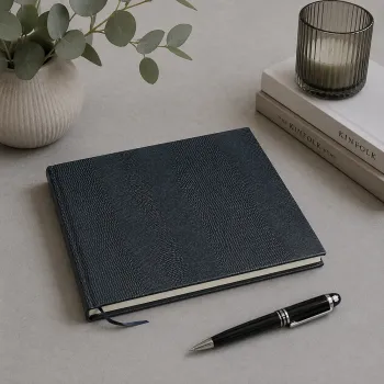 Nane, leather guestbook, lizard pattern blue, Trixi Gronau, style