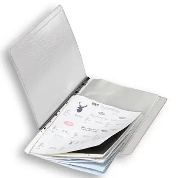 Preview: Trixi Gronau, Sisi, A4 folder, with clear pockets, inside view croco pattern white